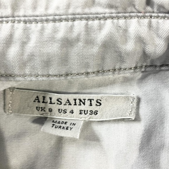 AllSaints Shirt Womens 4 Gray Irva Tencel Button Front Long Sleeve Top - Picture 3 of 7